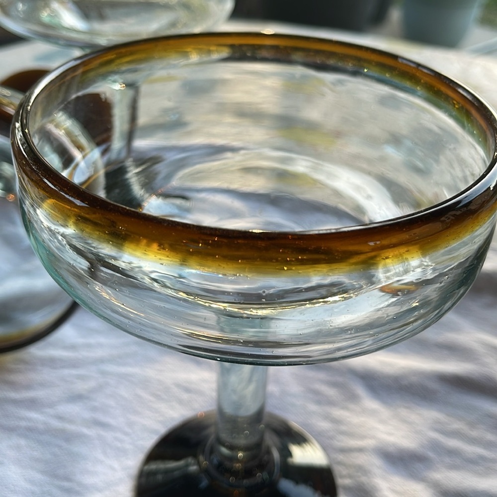 Handblown margarita glasses